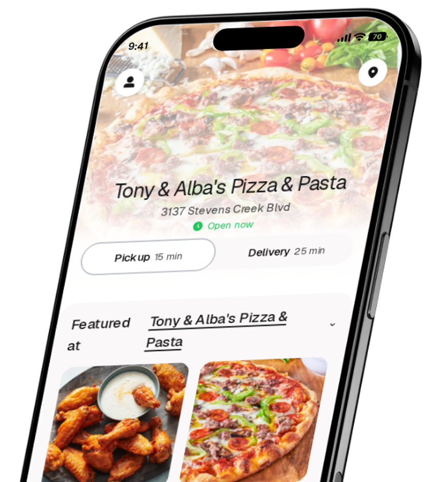 Tony & Alba's Pizza & Pasta app preview