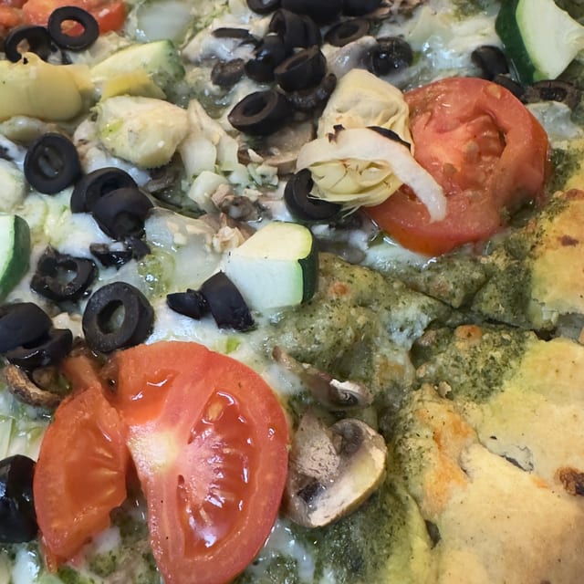 Pesto Vegetarian Pizza.